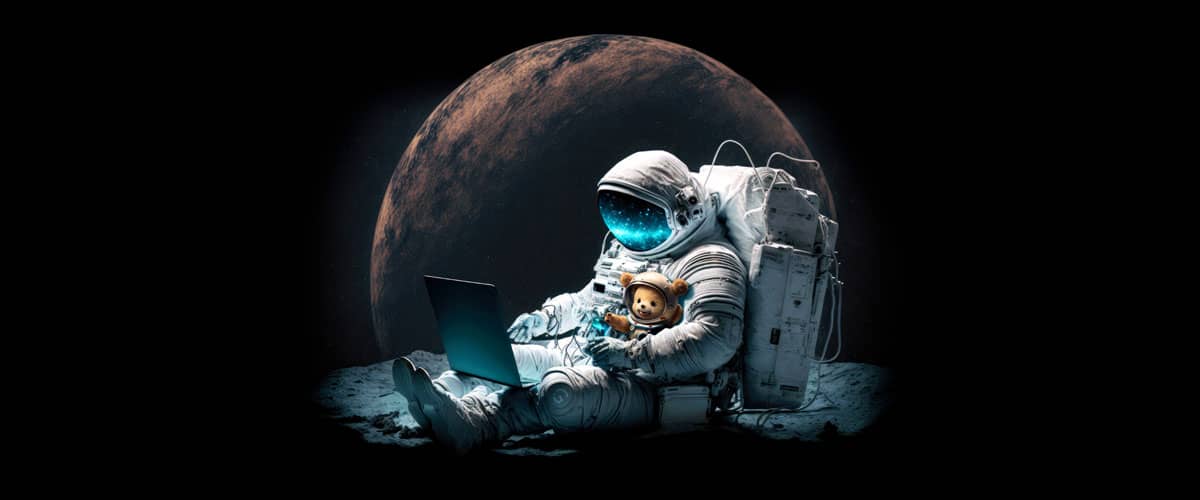 Spaceman using laptop
