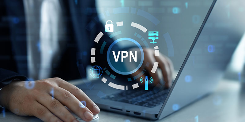 Man using VPN on computer