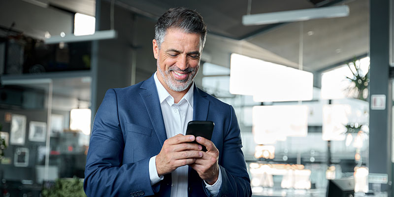 Business owner using VoIP